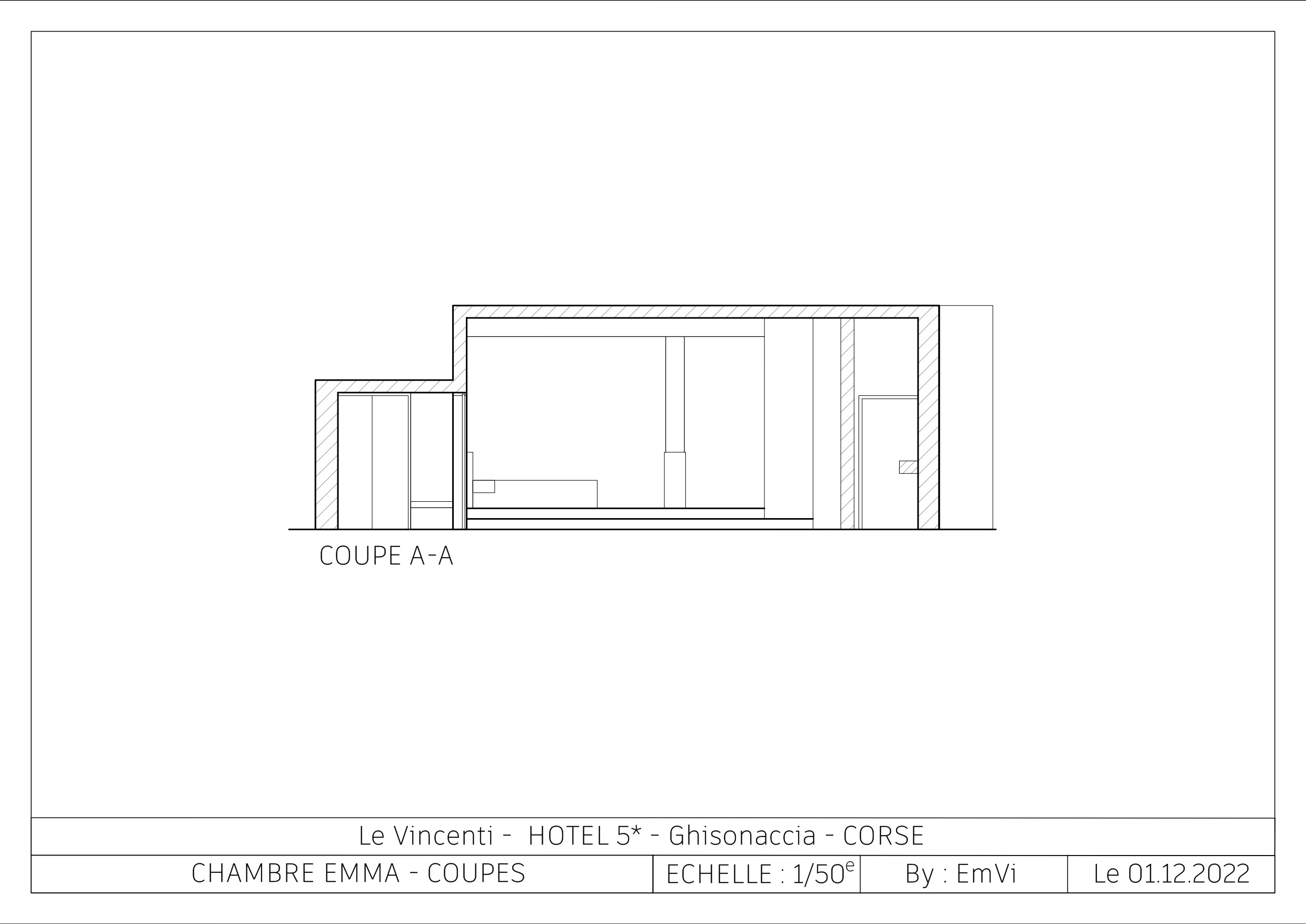 Projet La chambre d'hôtel coupe