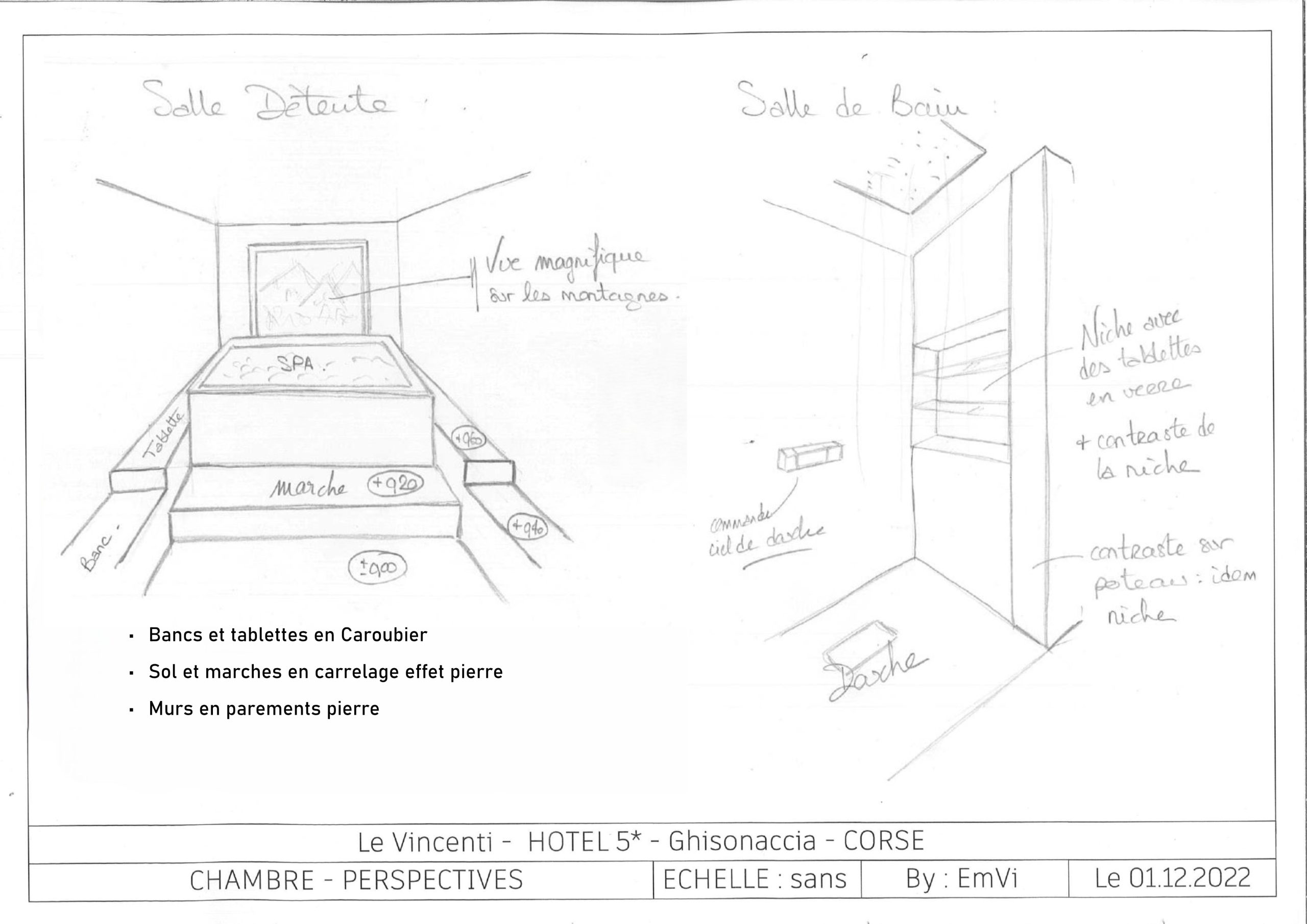 Projet La chambre d'hôtel perspectives